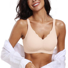 Women Seamless Bras Wireless Scalloped Push Up Bras