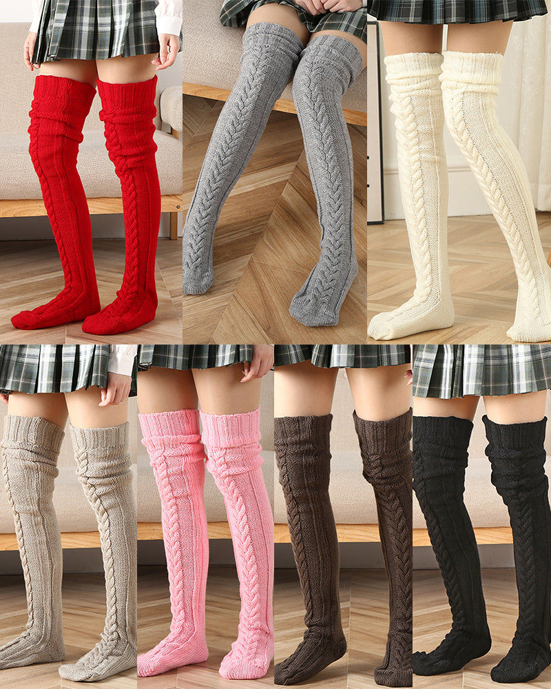 Warm Cable Knit Over-Knee Socks