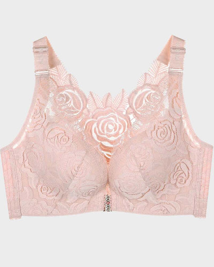 Rose Embroidery Front Closure Bra