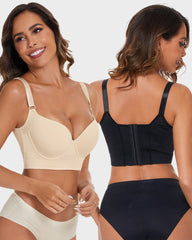 Sujetador push-up que suaviza la espalda - Negro + Beige (PAQUETE DE 2)