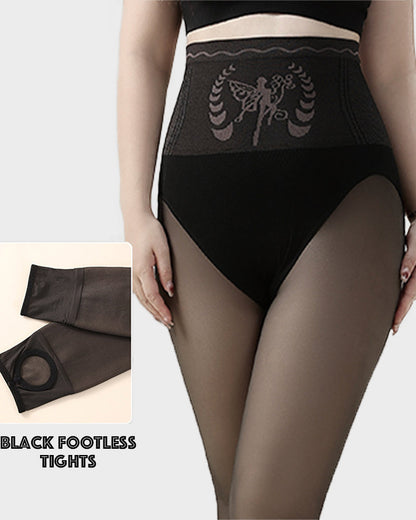 High Waist Fleece Lined Sheer Black Tights