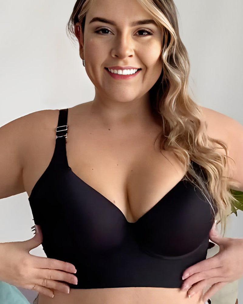 Push-Up Back Smoothing Bra - Black+Beige (2 PACK）