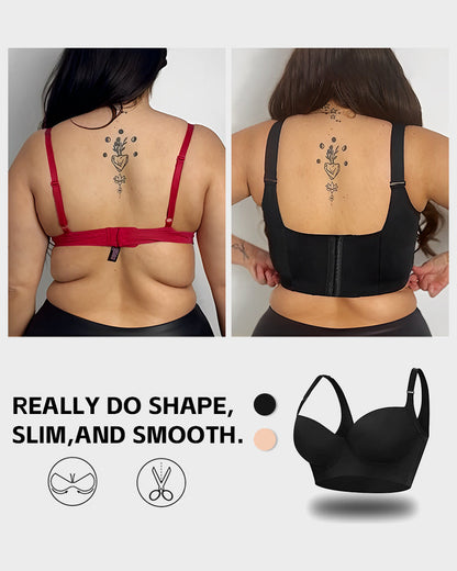 Push-Up Back Smoothing Bra - Black+Beige (2 PACK）