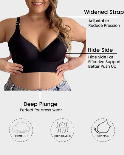 Push-Up Back Smoothing Bra - Black+Beige (2 PACK）