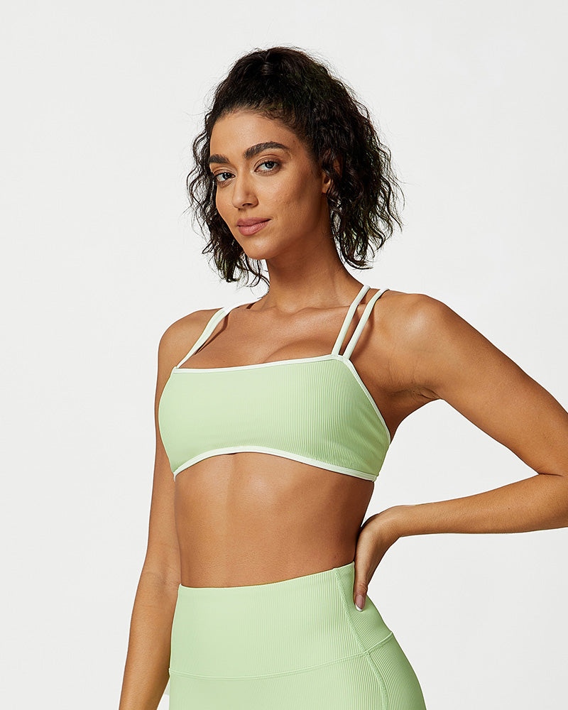 Ribbed Strappy Support Sports Bra