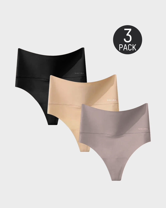 3-Pack High-Rise Seamless Luxurious  Thong Panty