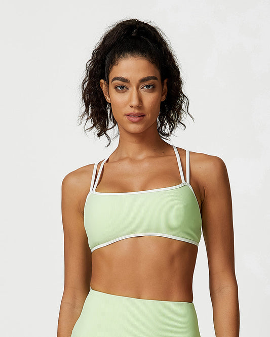 Ribbed Strappy Support Sports Bra