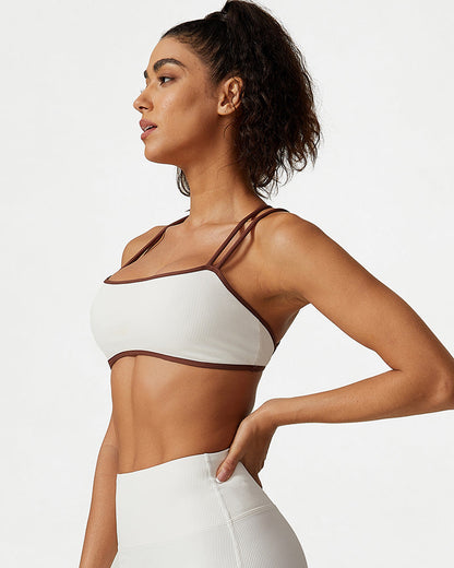 Ribbed Strappy Support Sports Bra