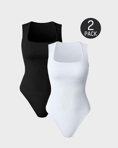 Sleeveless Tummy Control Square Neck Tank Tops Bodysuits