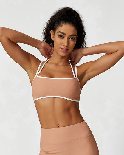 Ribbed Strappy Support Sports Bra