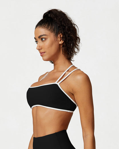 Ribbed Strappy Support Sports Bra