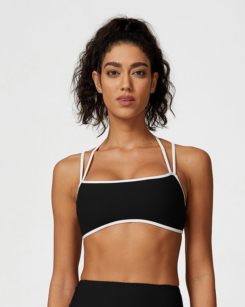 Ribbed Strappy Support Sports Bra