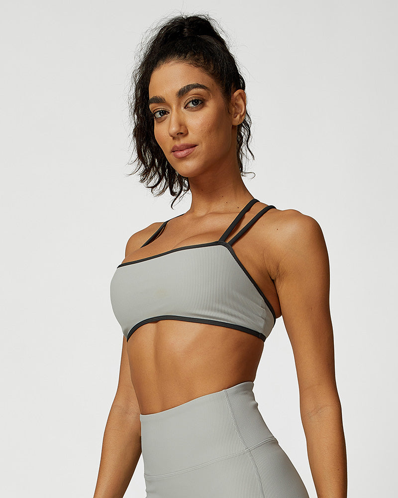 Ribbed Strappy Support Sports Bra