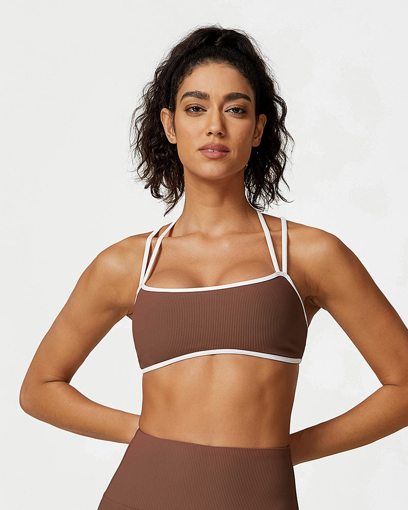 Ribbed Strappy Support Sports Bra