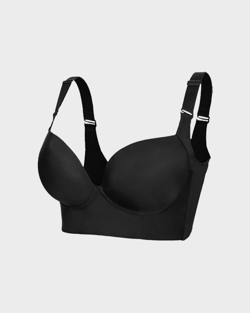 Push-Up Back Smoothing Bra - Black+Beige (2 PACK）