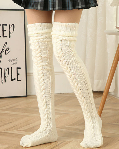 Warm Cable Knit Over-Knee Socks