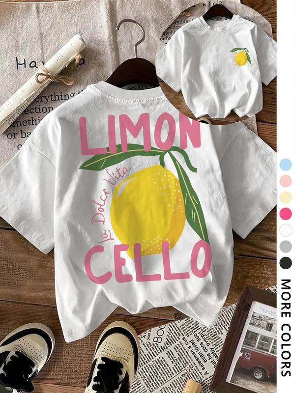 Women's Lemon & Letter  Print Round Neck Tee