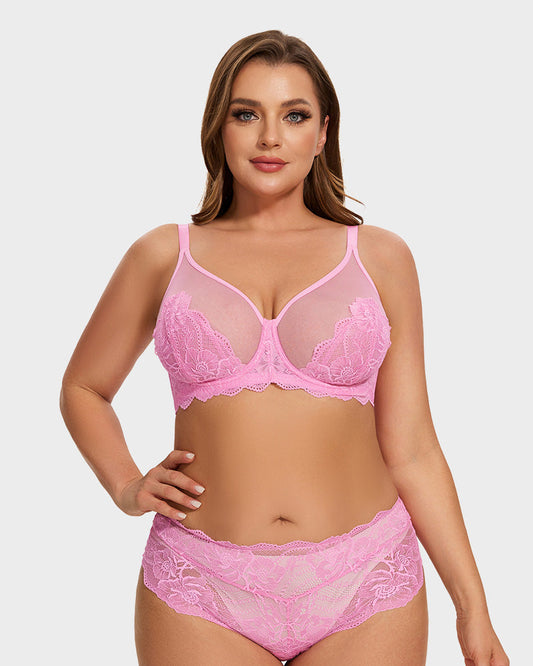 Full Coverage Lace Pink Minimizer Bra