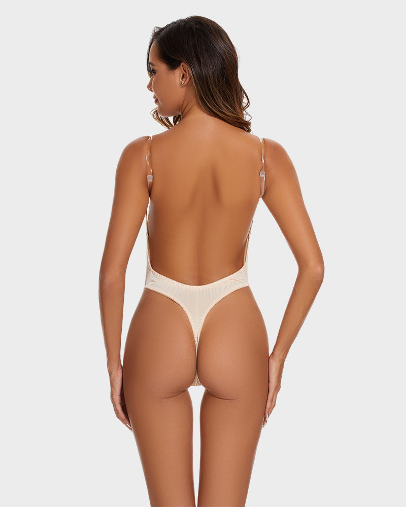 Strapless U Plunge Thong Bodysuit