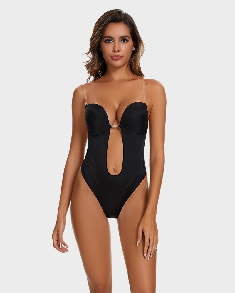 Strapless U Plunge Thong Bodysuit