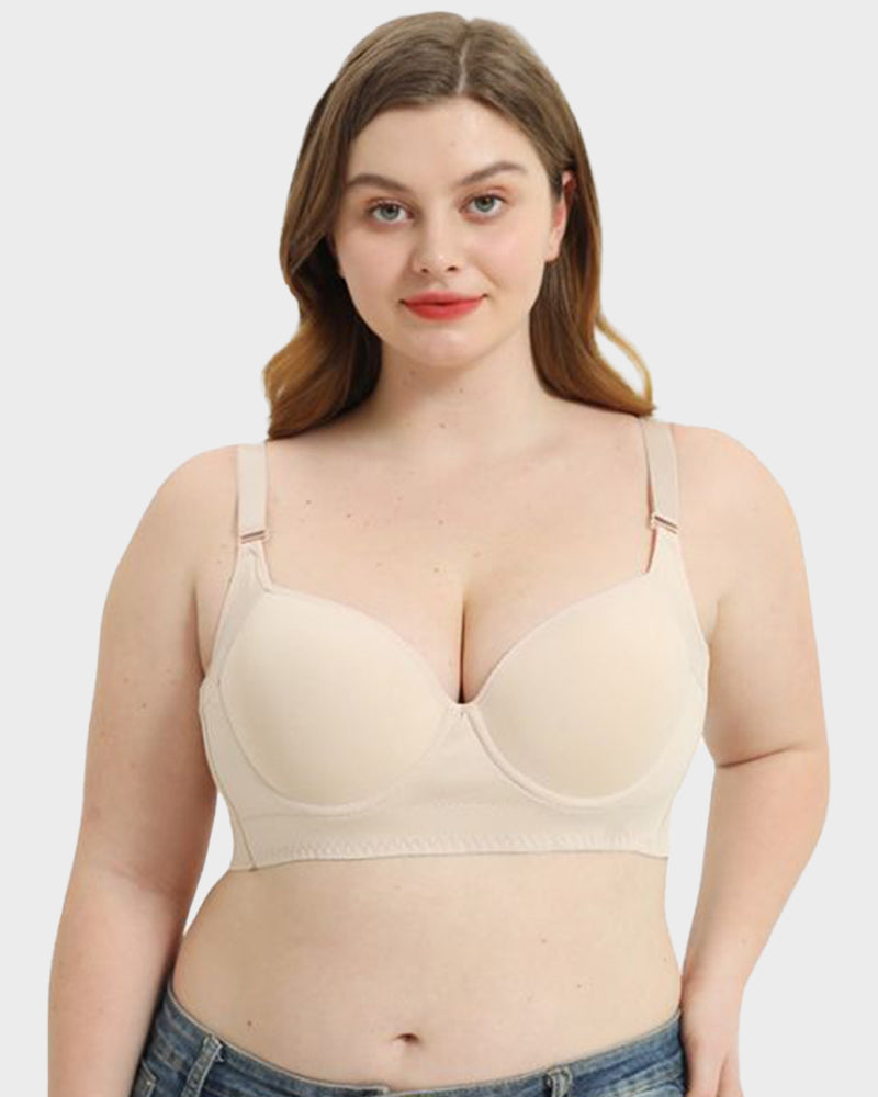 Push-Up Back Smoothing Bra - Black+Beige (2 PACK）