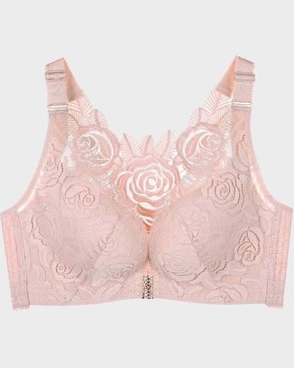 Rose Embroidery Front Closure Bra