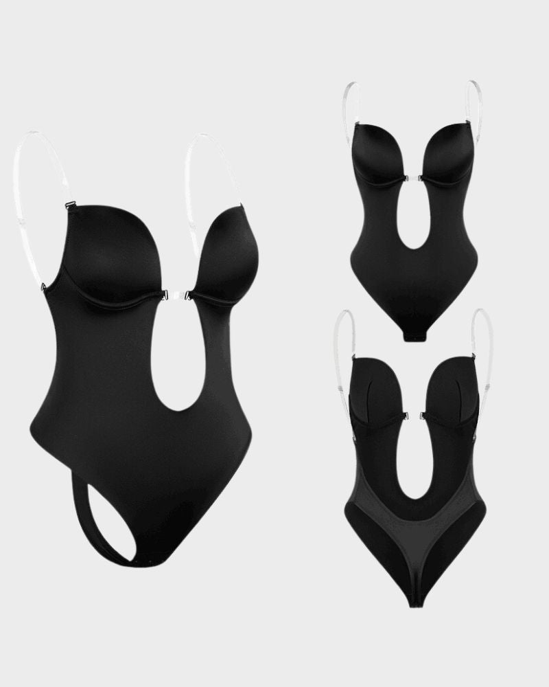 Strapless U Plunge Thong Bodysuit