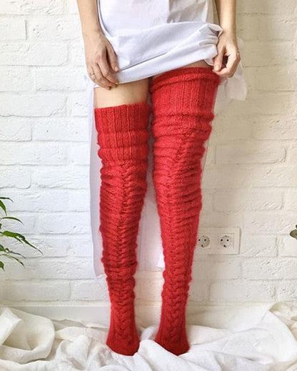 Warm Cable Knit Over-Knee Socks