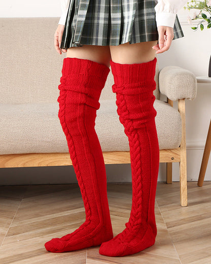 Warm Cable Knit Over-Knee Socks