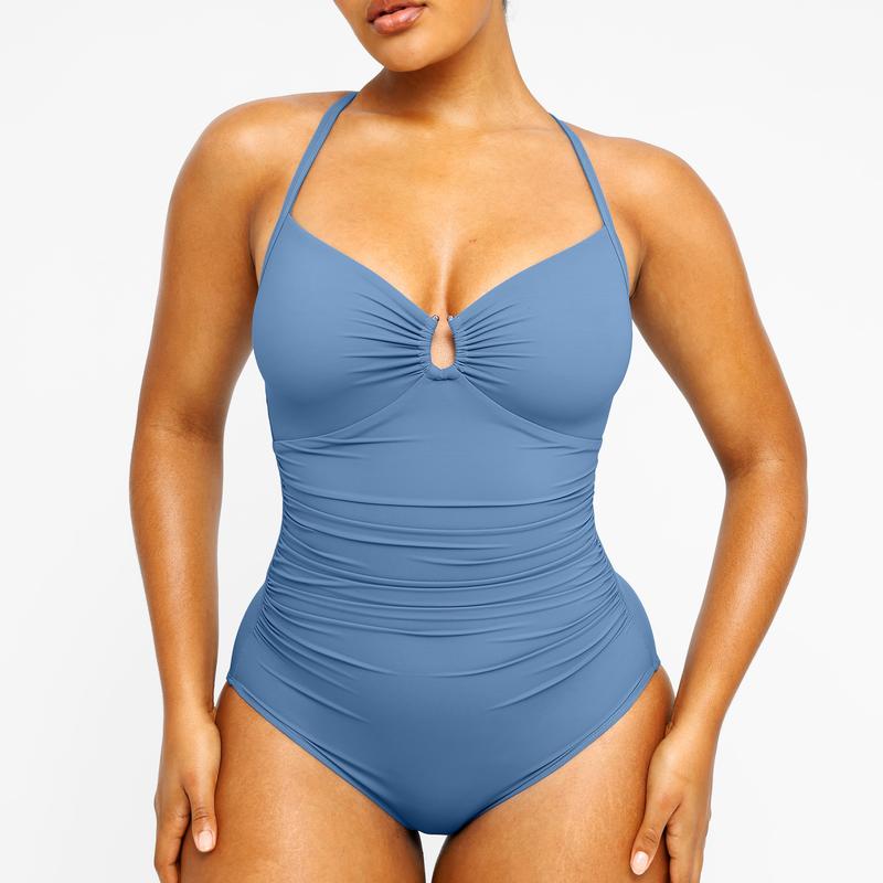 Women's Smart Sculpt Shaping Swimsuit U-Ring Cut Out Tummy Tucking Swimwear