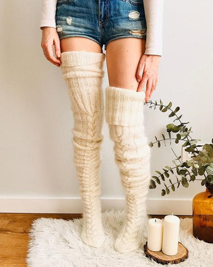 Warm Cable Knit Over-Knee Socks