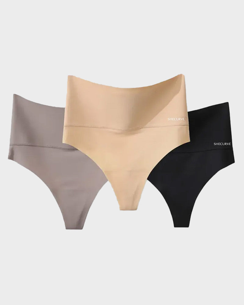 3-Pack High-Rise Seamless Luxurious  Thong Panty