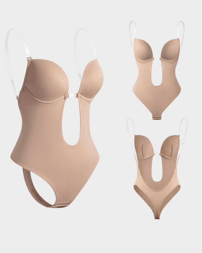 Strapless U Plunge Thong Bodysuit