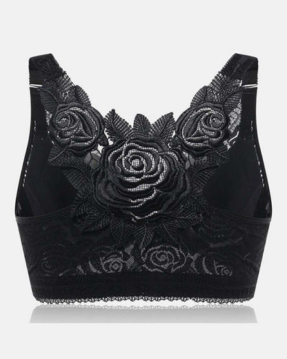 Rose Embroidery Front Closure Bra