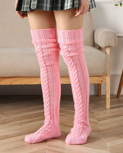 Warm Cable Knit Over-Knee Socks