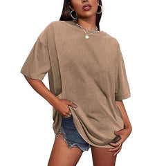 Cotton T-Shirts Oversized Short Sleeves Casual Loose Streetwear Tee Tops