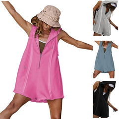 2025 Half Zipper Outdoor Leisure Loose Women Sleeveless Hoodie