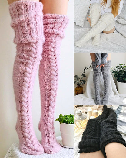 Warm Cable Knit Over-Knee Socks