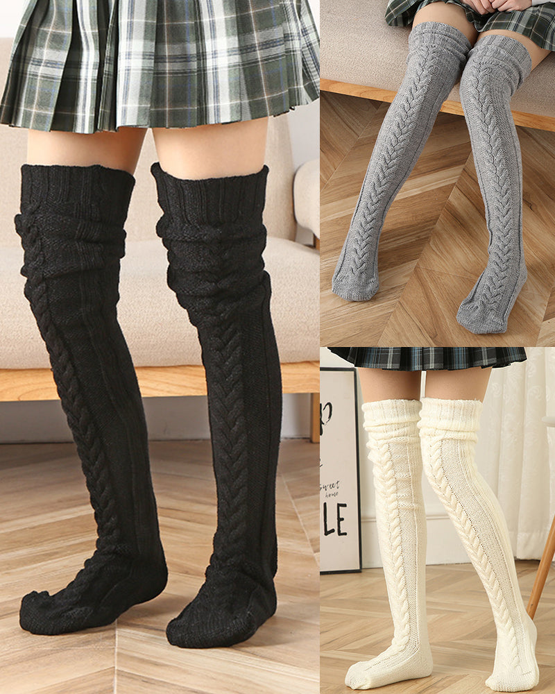 Warm Cable Knit Over-Knee Socks