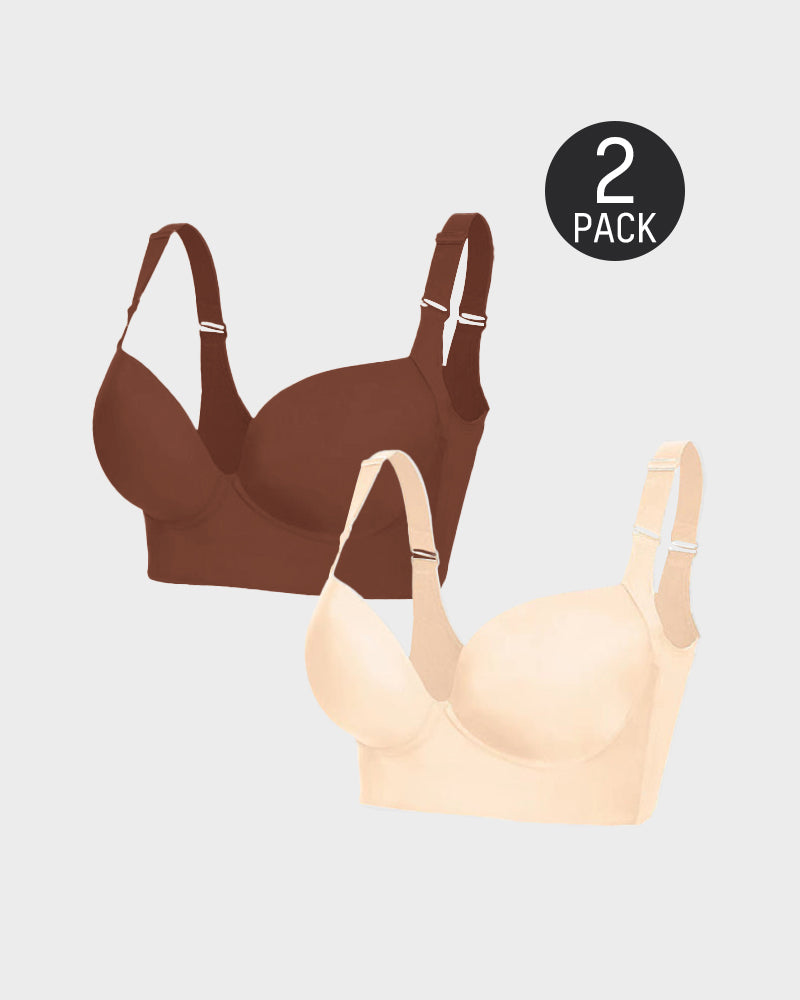 Sujetador push-up que suaviza la espalda - Negro + Beige (PAQUETE DE 2)