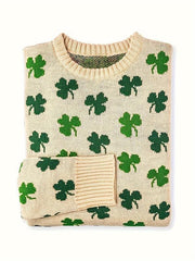 2025 Women's Saint Patrick's Shamrock Drop Shoulder Spring Sweater