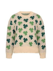 2025 Women's Saint Patrick's Shamrock Drop Shoulder Spring Sweater