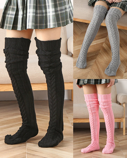 Warm Cable Knit Over-Knee Socks