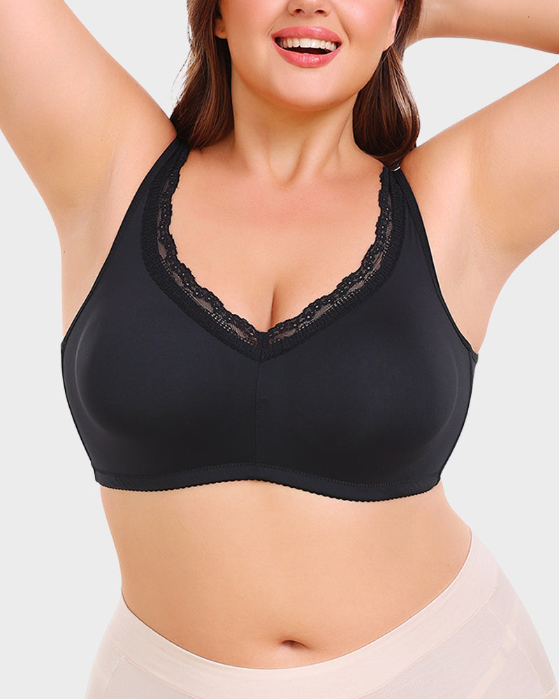 Full Coverage Lace Trim Minimizer Bra