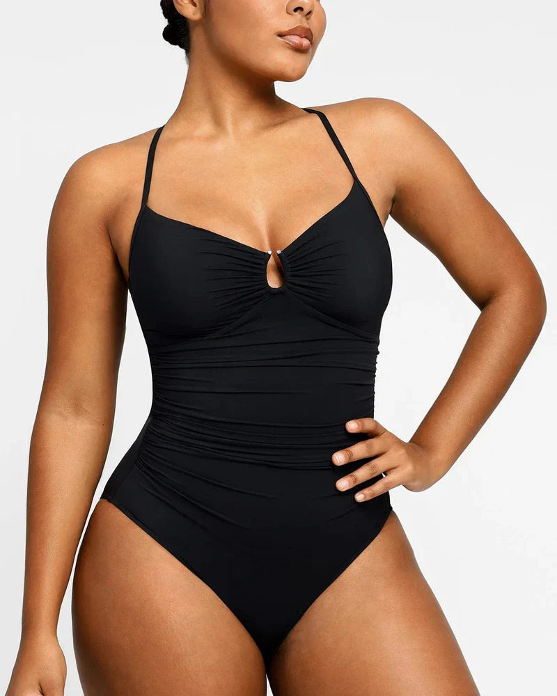 Women's Smart Sculpt Shaping Swimsuit U-Ring Cut Out Tummy Tucking Swimwear