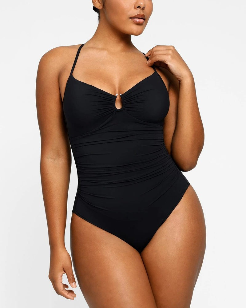 Women's Smart Sculpt Shaping Swimsuit U-Ring Cut Out Tummy Tucking Swimwear