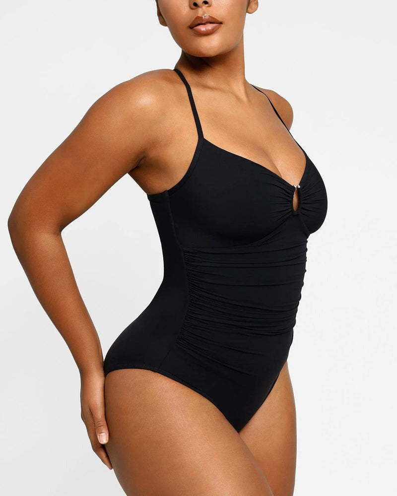 Women's Smart Sculpt Shaping Swimsuit U-Ring Cut Out Tummy Tucking Swimwear