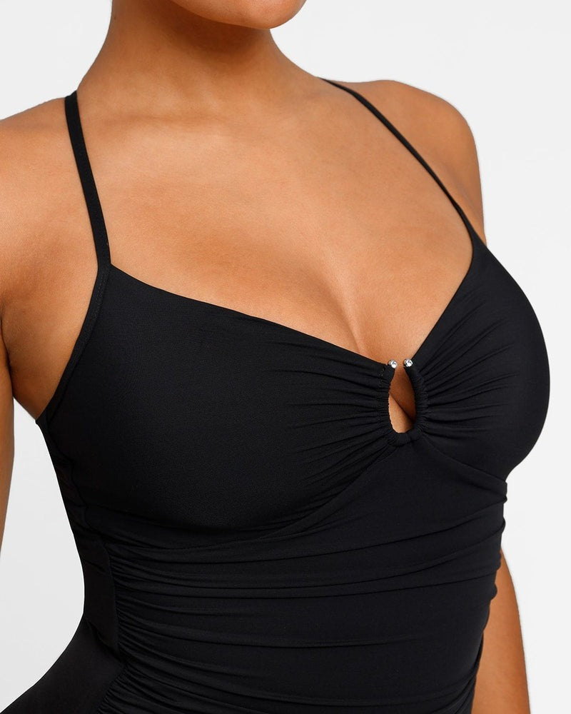 Women's Smart Sculpt Shaping Swimsuit U-Ring Cut Out Tummy Tucking Swimwear