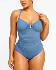 Women's Smart Sculpt Shaping Swimsuit U-Ring Cut Out Tummy Tucking Swimwear