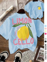 Women's Lemon & Letter  Print Round Neck Tee
